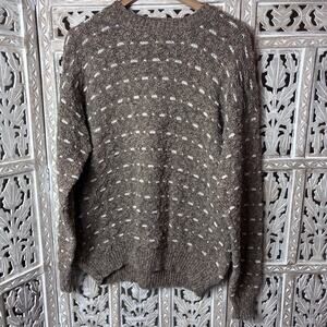 Vintage Men's 100% Cotton Brown Chunky Grandpa Pullover Sweater USA Made Large